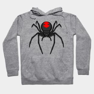 Scary black widow spider cartoon illustration Hoodie